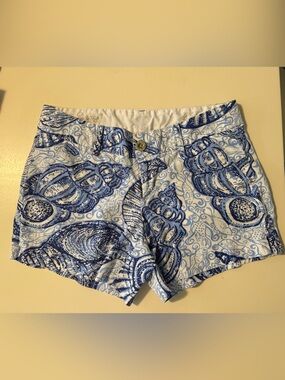 Lilly Pulitzer Callahan Shorts 5” Inseam Blue Perwinkle Stuffed Shells Size 4